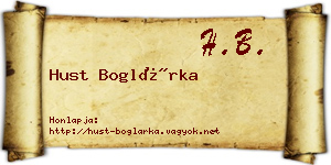 Hust Boglárka névjegykártya
